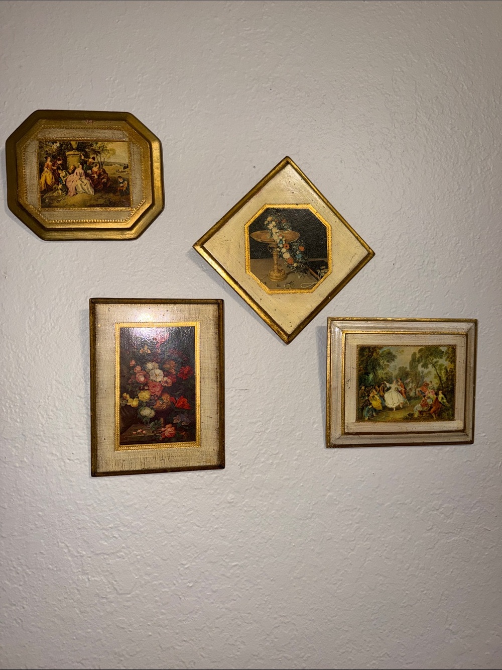 Vintage Italian Art • Italy art set of 4 pieces • Floretine Plaques • French